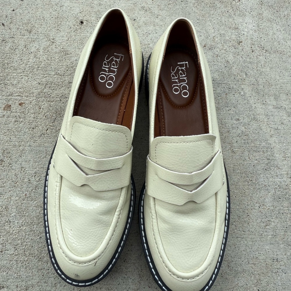 Franco Sarto White Cream Loafers Size 7